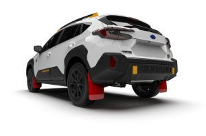 Subaru XV Crosstrek Mud Flap Kit - Front + Rear - Rally Armor - UR Red Flap/Black Logo - Red - `24-`25